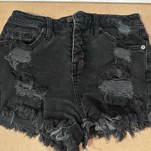 Black Jean shorts size 2 with rips